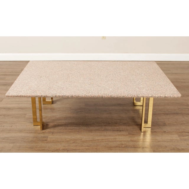 Modern Vintage Brass & Granite Coffee Table For Sale - Image 4 of 13