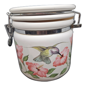 Potpourri Press Glass Canister With Hummingbirds