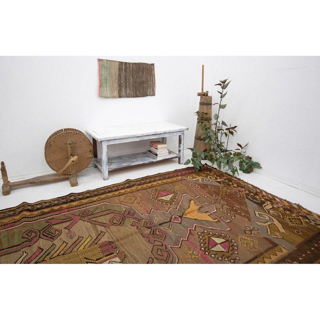 Vintage Turkish Kilim Rug For Sale In Los Angeles - Image 6 of 7