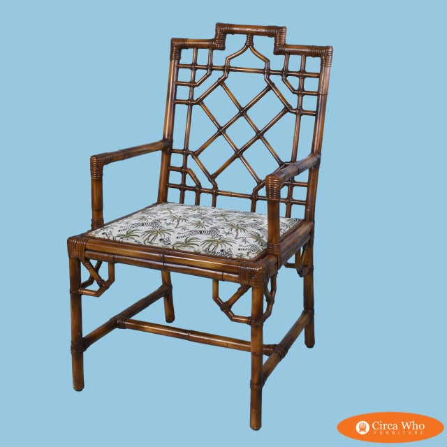 Pair of Fretwork British Colonial Arm Chairs For Sale In West Palm - Image 6 of 7