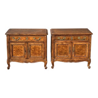 Century Furniture French Oak & Burl Nightstands - a Pair For Sale