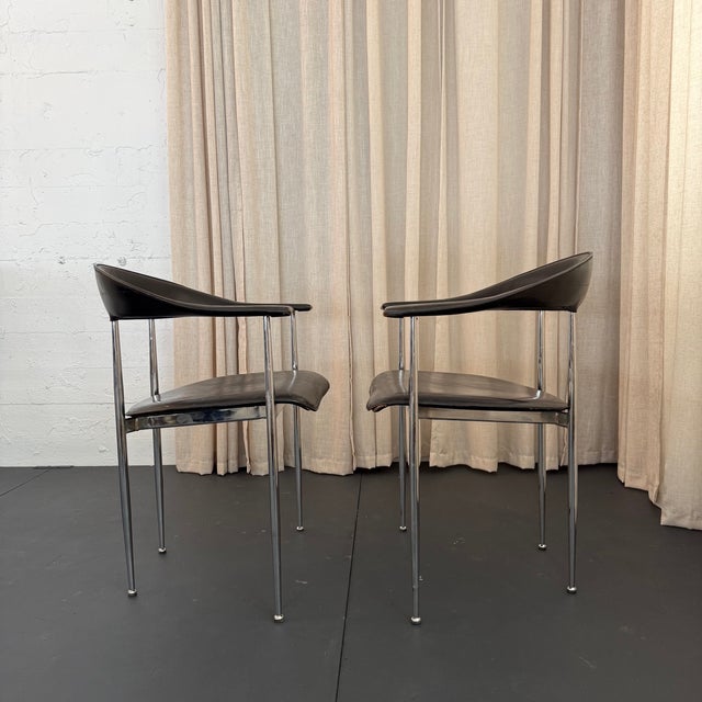 1980s Pair of Italian Postmodern Fasem P40 Chairs by Vegni & Gualtierotti For Sale - Image 5 of 9