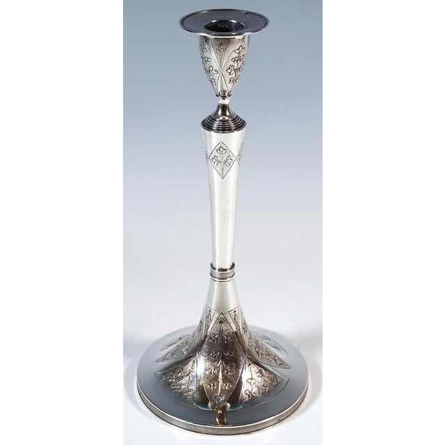 Traditional Empire Silver Candleholders with Floral Decor by Johann Gutmann, Vienna, Austria, 1804, Set of 2 For Sale - Image 3 of 8