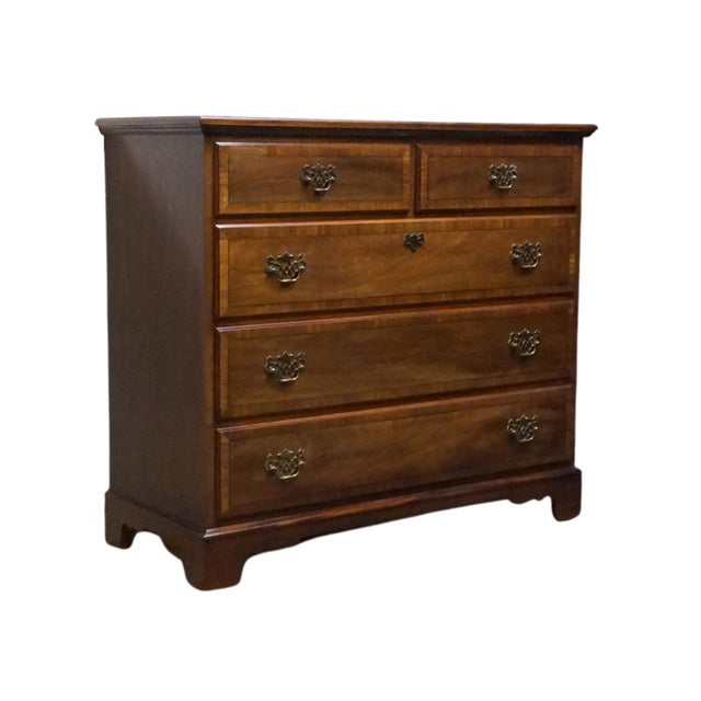 Stanley Furniture Stanley Furniture Stoneleigh Collection Solid Banded Mahogany 46" Five Drawer Chest 8713-01 For Sale - Image 4 of 13