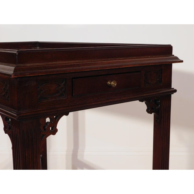 Wood Vintage Pennsylvania House Dark Mahogany Chinese Chippendale Tea Table For Sale - Image 7 of 12