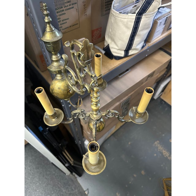 Pair of Rare Flemish, Early 19th Century Brass Pendant-Sconces For Sale - Image 9 of 12