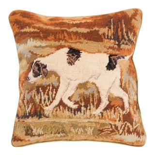 Vintage Throw Decorative Needlepoint Beagle Dog Pillow For Sale