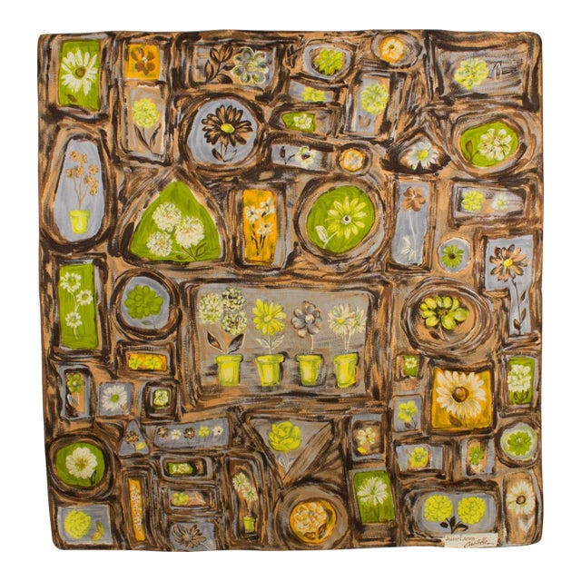 Jeanne Lanvin and Castillo Silk Scarf Multicolor Flower Pots For Sale