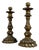 Antique Candlesticks in Gilded Wood, Brass, Mirrored Glass, Set of 2 For Sale