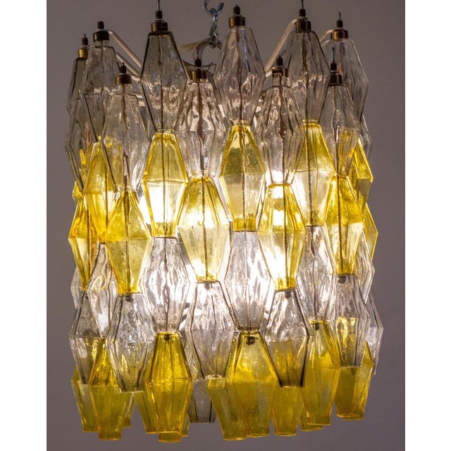 Carlo Scarpa Yellow and Clear Poliedri Chandelier by Carlo Scarpa for Venini, 1980s For Sale - Image 4 of 17