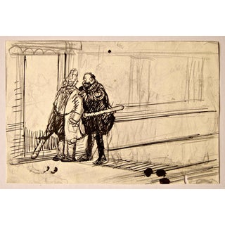 Gabriele Galantara, Request, Early 20th Century, Ink and Pencil on Paper For Sale
