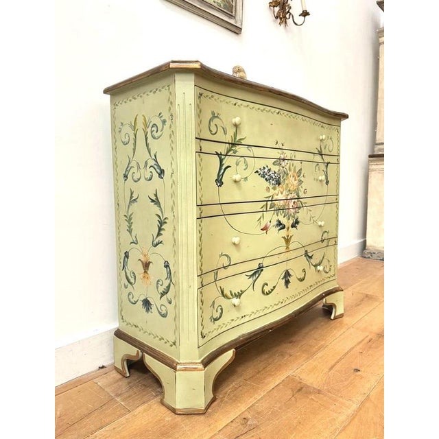 Early 20th Century Hand-Painted Serpentine Chest of Drawers For Sale - Image 5 of 14