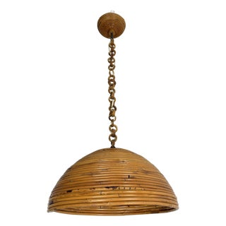 Mid-Century Italian Bamboo Pendant, 1960s For Sale