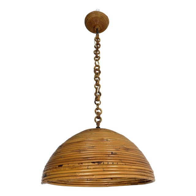 Mid-Century Italian Bamboo Pendant, 1960s For Sale