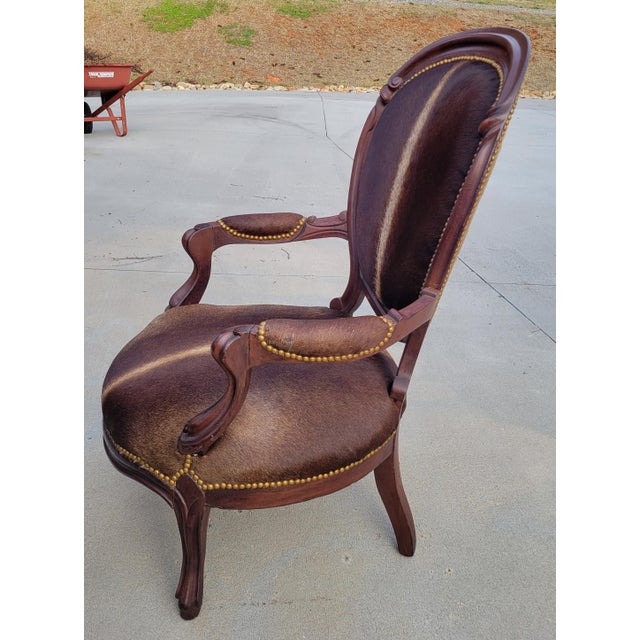 Early 20th Century Louis XVI Oval Back Chair With New Cowhide Upholstery For Sale - Image 9 of 18