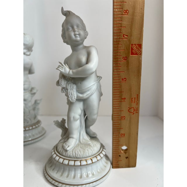 Neoclassical Putti Four Season Figures in White Alabaster Finish Setof 4 For Sale - Image 11 of 12