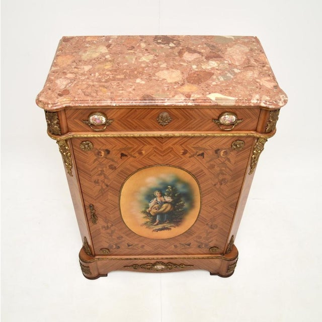 Wood French Marble Top Cabinet, 1920s For Sale - Image 7 of 13