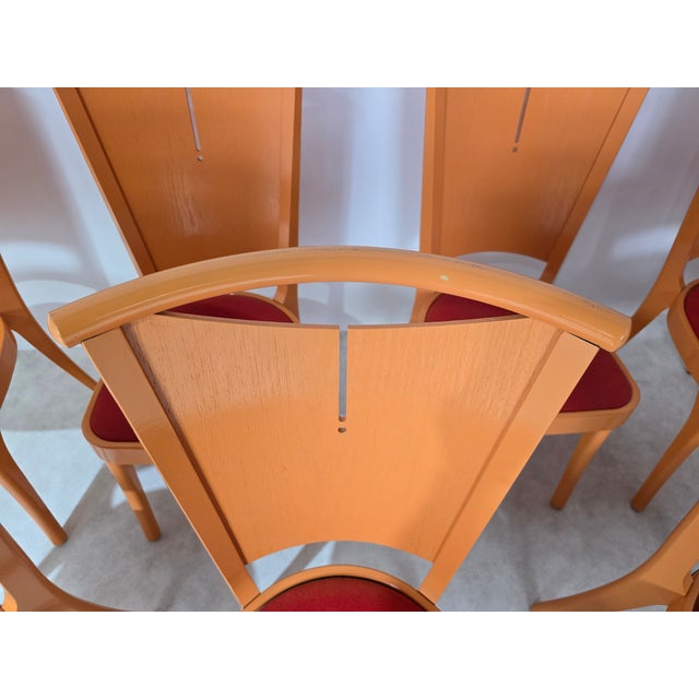 Orange Chairs by Joamin Baumann for Baumann, Paris, 1970s, Set of 12 For Sale - Image 11 of 17