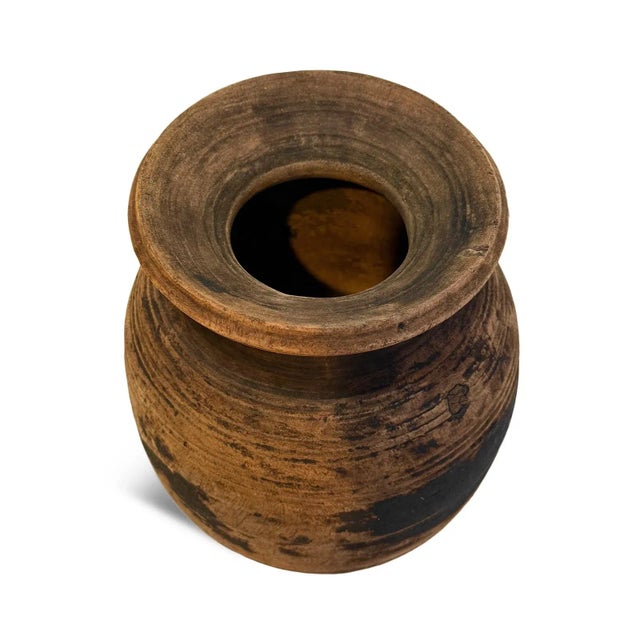 Vintage wooden pot originally used for carrying water. Wonderful piece with authentic signs of age and use. Opening at top...