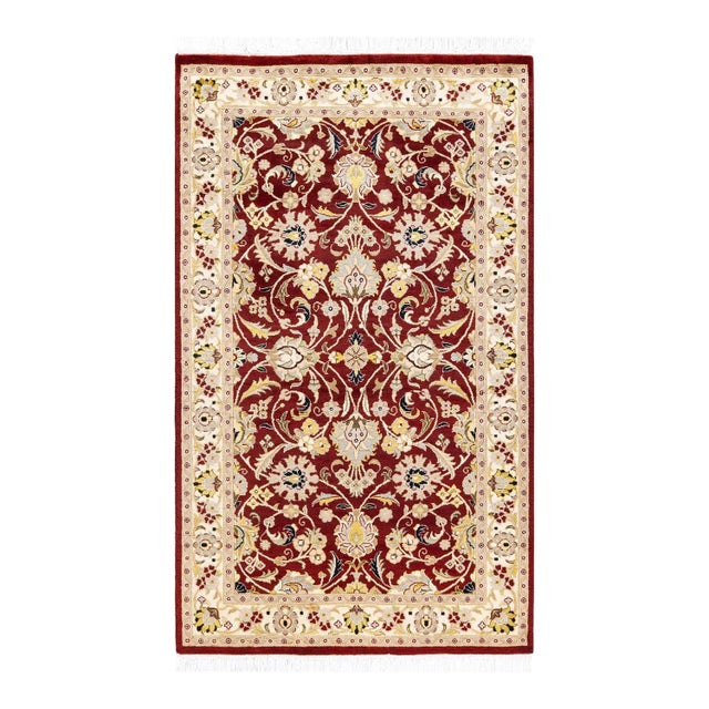 Red Mogul, One-of-a-Kind Hand-Knotted Area Rug in Red, 3' 1" x 5' 1" For Sale - Image 8 of 8