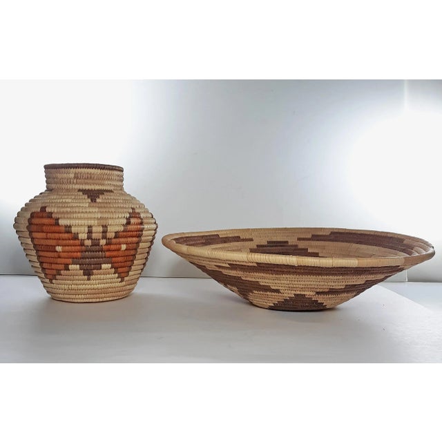 Vintage African Tribal Style Hand Woven Coil Baskets - 2 Piece Set For Sale In Phoenix - Image 6 of 9