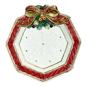 Vintage Hollywood Regency Fitz and Floyd Father Noel Christmas Plate.
