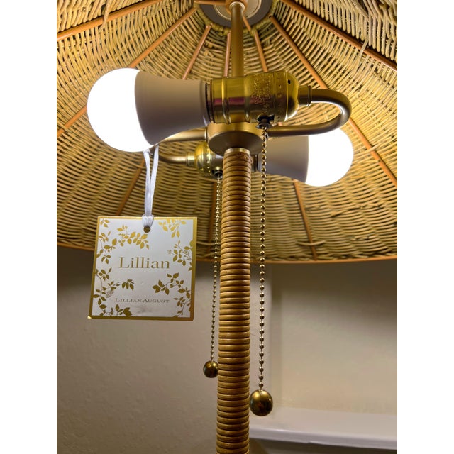 Pair of 21st Century Lillian August Coastal Rattan Floor Lamps Chairish