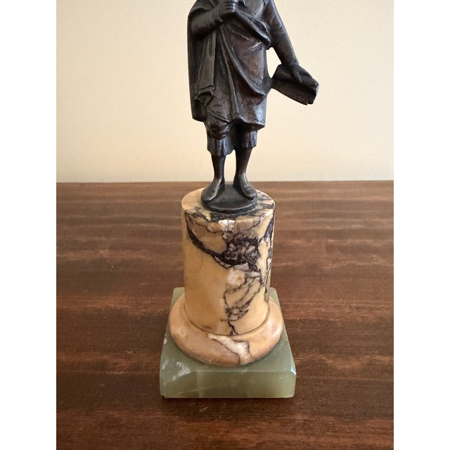 English Grand Tour Style Classical Figure in Brass on Marble Base, Neoclassical Sculpture For Sale - Image 3 of 10