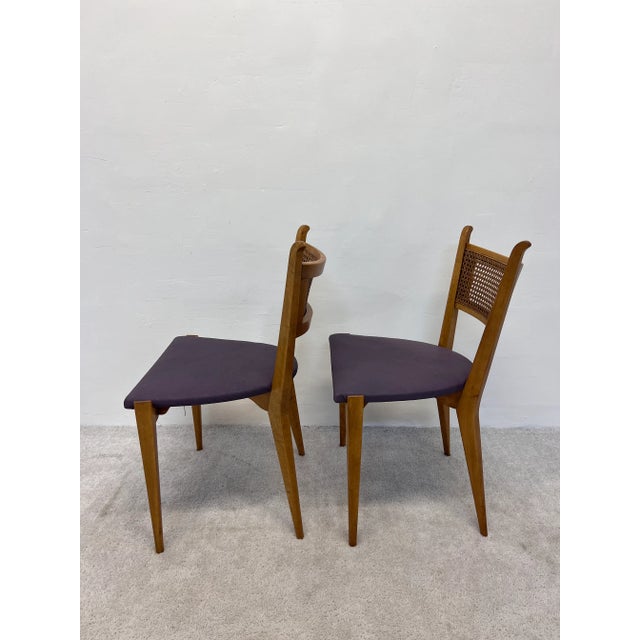 1950s Edmund J Spence Cane Back Leather Dining or Side Chairs For Sale - Image 5 of 13