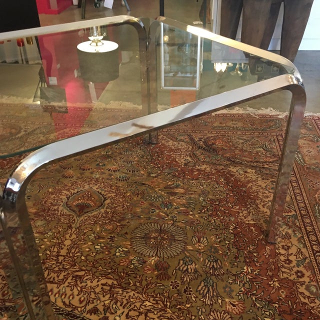 1970s 1970s Chrome and Glass Cocktail Table For Sale - Image 5 of 8