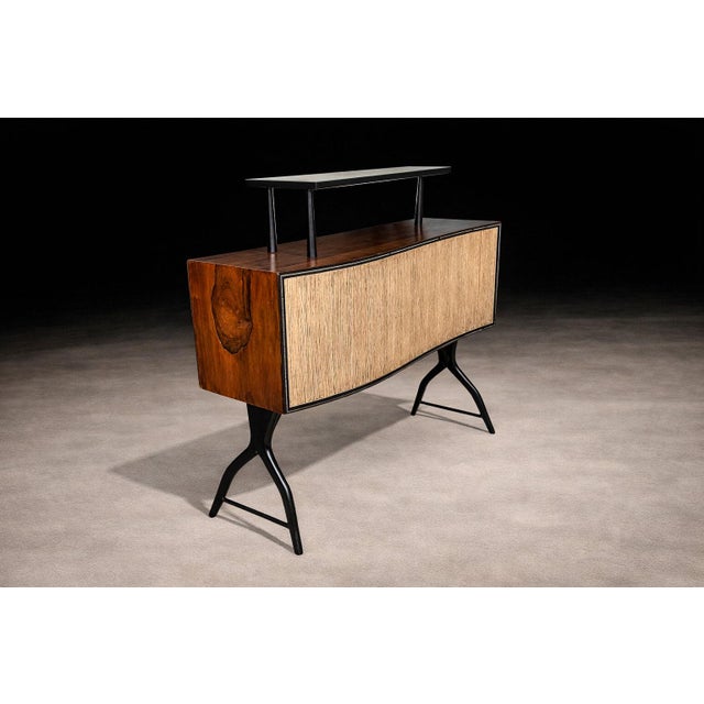 1950s Brazilian Modern Curved Brazilian Bar in Rosewood and Ebony Finish 1950s For Sale - Image 5 of 12