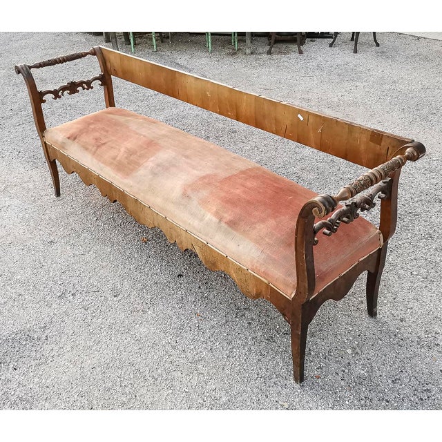 Bench in Walnut Veneer, Italy, 1830s For Sale - Image 14 of 18