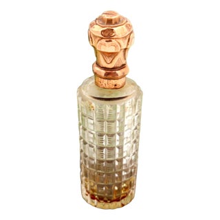 Glass Perfume Bottle with Gold Applications For Sale