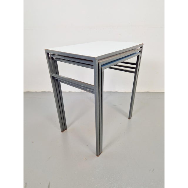 Vintage Mimi Nesting Tables in Metal and Teak by Formica, 1960s, Set of 3 For Sale - Image 9 of 11
