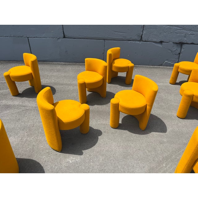 Set of Nine Modern Designer Chairs, Sunflower Yellow For Sale - Image 9 of 12