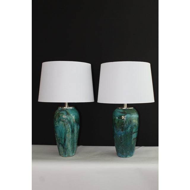 Mid-Century Modern Mid 20th Century Mid Century Modern Aldo Londi Style Ceramic Lamps. For Sale - Image 3 of 11