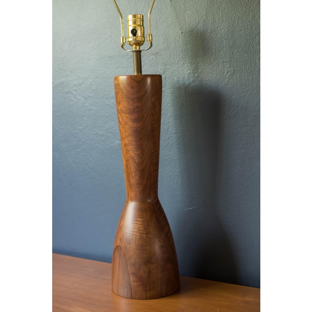 Sculptural Pair of Mid Century Modern Solid Staved Walnut Lamps For Sale In Monterey, CA - Image 6 of 10