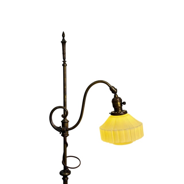 Traditional 1910s Floor Lamp With Adjustable Height and Glass Shade #2603 For Sale - Image 3 of 9