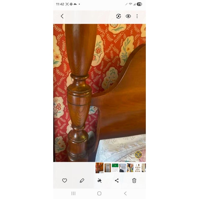 A Mid 20th Century Solid Cherry Semi Poster Full Size Bed Frame. Overall measurements with 57.5" in with, 81.5" in depth...