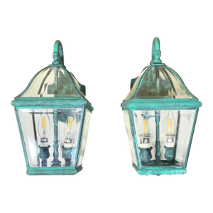 Pair of Vintage Solid Brass Lanterns- 14” H X 7”w X 10”d