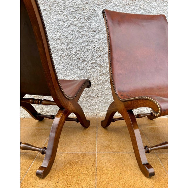 Mid 20th Century Set of Spanish Oak Side Chairs by Pierre Lottier for Valenti, 1950s For Sale - Image 5 of 18