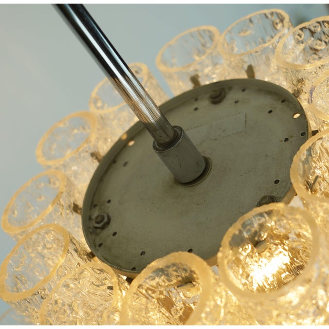 Metal Mid-Century Ice Glass 3-Tier Chandelier with 45 Glass Tubes from Doria Leuchten, 1960s For Sale - Image 7 of 17