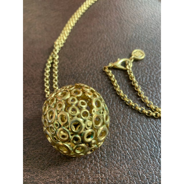 Givenchy Late 20th Century Givenchy Gold-Tone Mod Chain Necklace With Round Disk Ball Pendant For Sale - Image 4 of 8