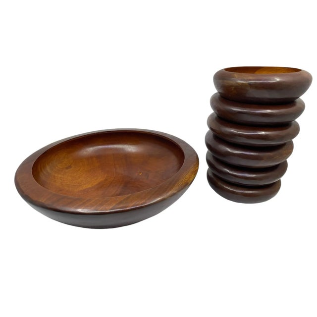 Mid-Century Modern Mid Century Wooden Bowl Serving Set - a Set of 7 For Sale - Image 3 of 9