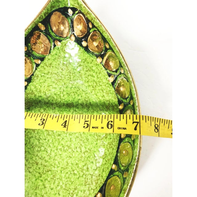 Ceramic 1960s Mid-Century Modern Vimax Pottery Made in Italy Green Gold Bowl For Sale - Image 7 of 8