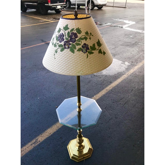 Stiffel Brass Floor Lamp With Glass Table Chairish