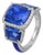 Lugano Gia 14.10 Carat Ceylon No Heat Sapphire Diamond Enamel 18k Gold Ring, Size 6.25 For Sale