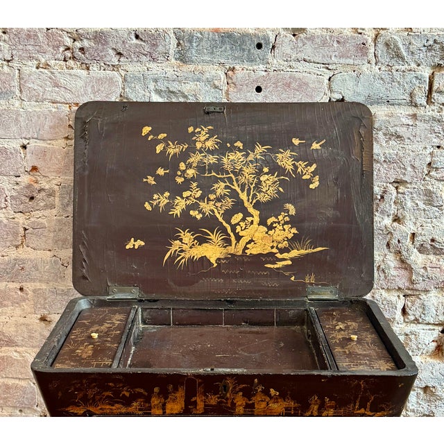 Victorian 19th Century Victorian Chinoiserie Style Sewing Table For Sale - Image 3 of 16