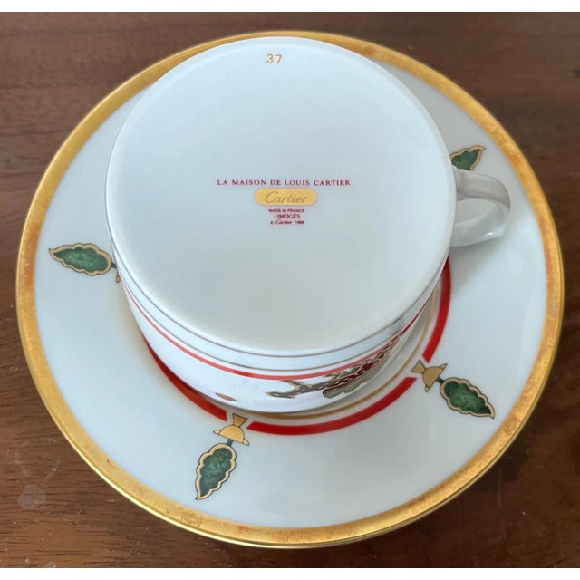 Vintage Cartier Limoges Porcelain Art Deco Style Panther Coffee or Tea Cup & Saucer For Sale - Image 10 of 13