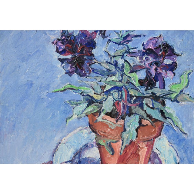 1990s Richild Holt, Pansies, 1990, Oil Painting on Canvas, Framed For Sale - Image 5 of 12